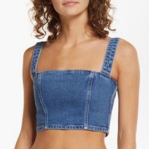 NWT Reformation Sunny Denim Crop Top in Cascade Wash - Sz 6